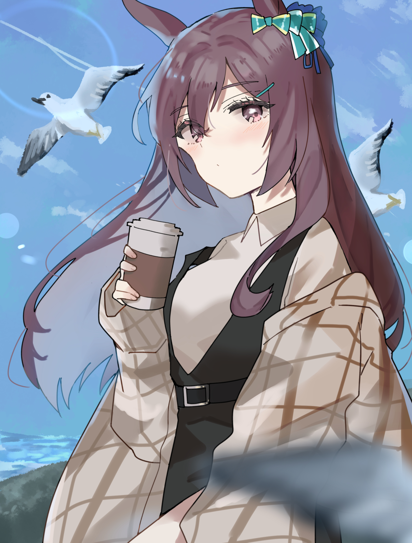 anime, κορίτσια anime, Uma Musume Pretty Derby, horse girls, αυτιά των ζώων, Mejiro Dober Uma Musume, μακριά μαλλιά, μελαχροινή, έργα τέχνης, ψηφιακή τέχνη, ανεμιστήρα τέχνη