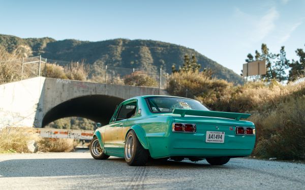 classic car,Nissan Skyline C10,teal,JDM,Stance,Japanese cars
