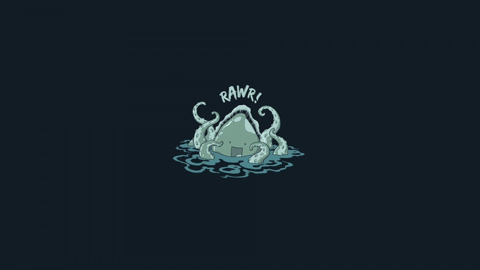 ilustrace, digitální umění, Kraken, jednoduché pozadí, moře, minimalismus, humor, logo, usmívající se, modrý, jednoduchý, vzor, threadless, šperky, počítač tapeta, font