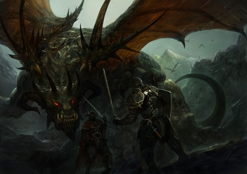 fantasy art, dragon, mythology, screenshot, Knights, darkness fantasy art, dragon, mythology, screenshot, Knights, darkness
