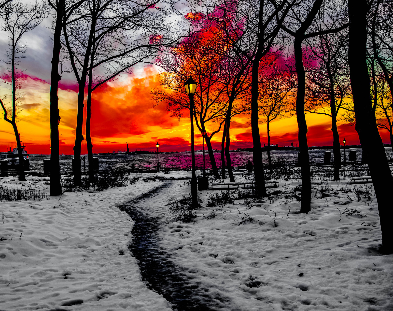 oceán, nyc, růžový, stromy, západ slunce, Červené, nebe, oranžový, sníh, newyork, barva, odraz, strom, voda, barvy, Krásná, žlutý, mraky, Kánon, úžasný, barvitý, dosti, centrální park, Manhattan, slavný, západy slunce, Průhledná, batterypark, Adobe, Times Square, romantický, socha svobody, Meatpacking District, dSLR, dokonalost, Upravit, Lightroom, Snowypath, canon60d