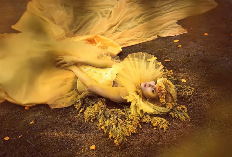 Frau, Fantasiekunst, Mythologie, Blume, Gelb, Herbst Frau, Fantasiekunst, Mythologie, Blume, Gelb, Herbst