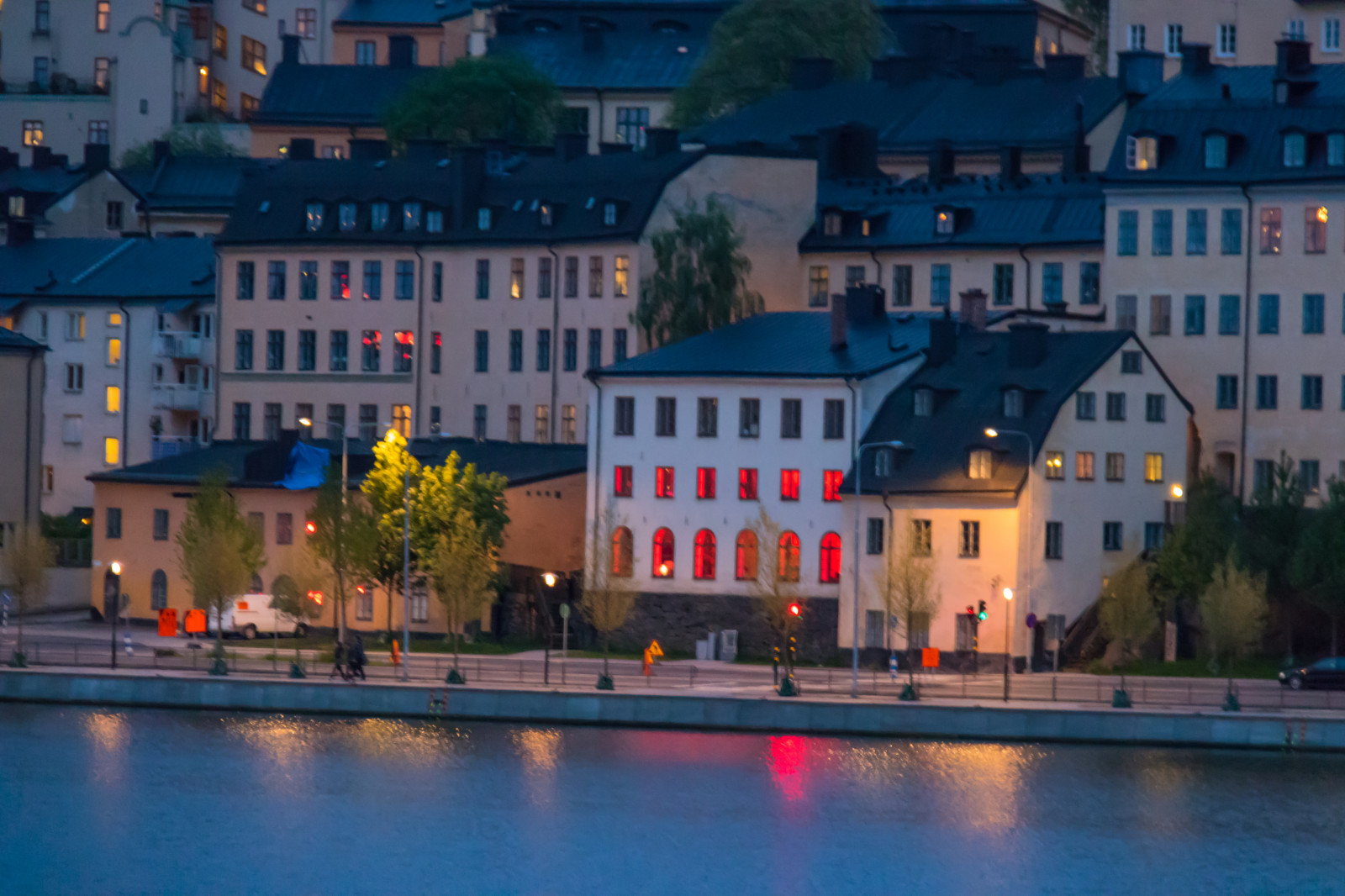 bybilledet, nat, vand, bygning, afspejling, hus, aften, svømmepøl, by, udvej, Stockholm, palads, ejendom, Bluehour, bl timmen, attackfoto, attackfoto7, vandveje