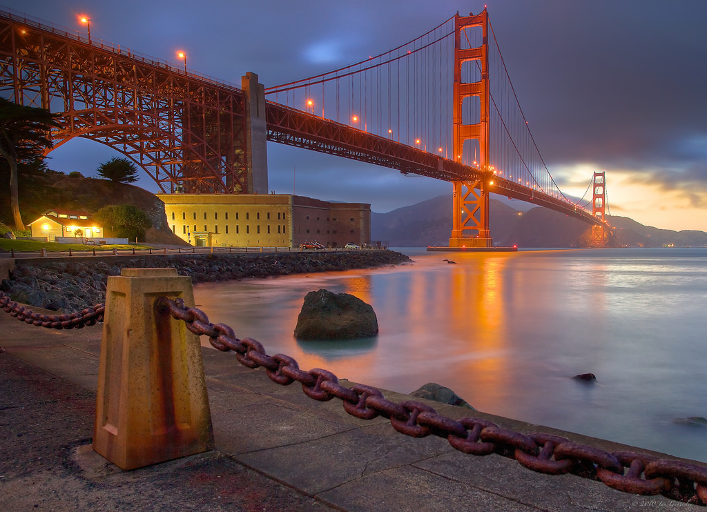 oceán, Kalifornie, most, západ slunce, moře, přímořská krajina, bod, zlatý, večer, záliv, pobřeží, brána, San, francisco, Surfovat, Pacifik, pevnost, plocha, Sausalito