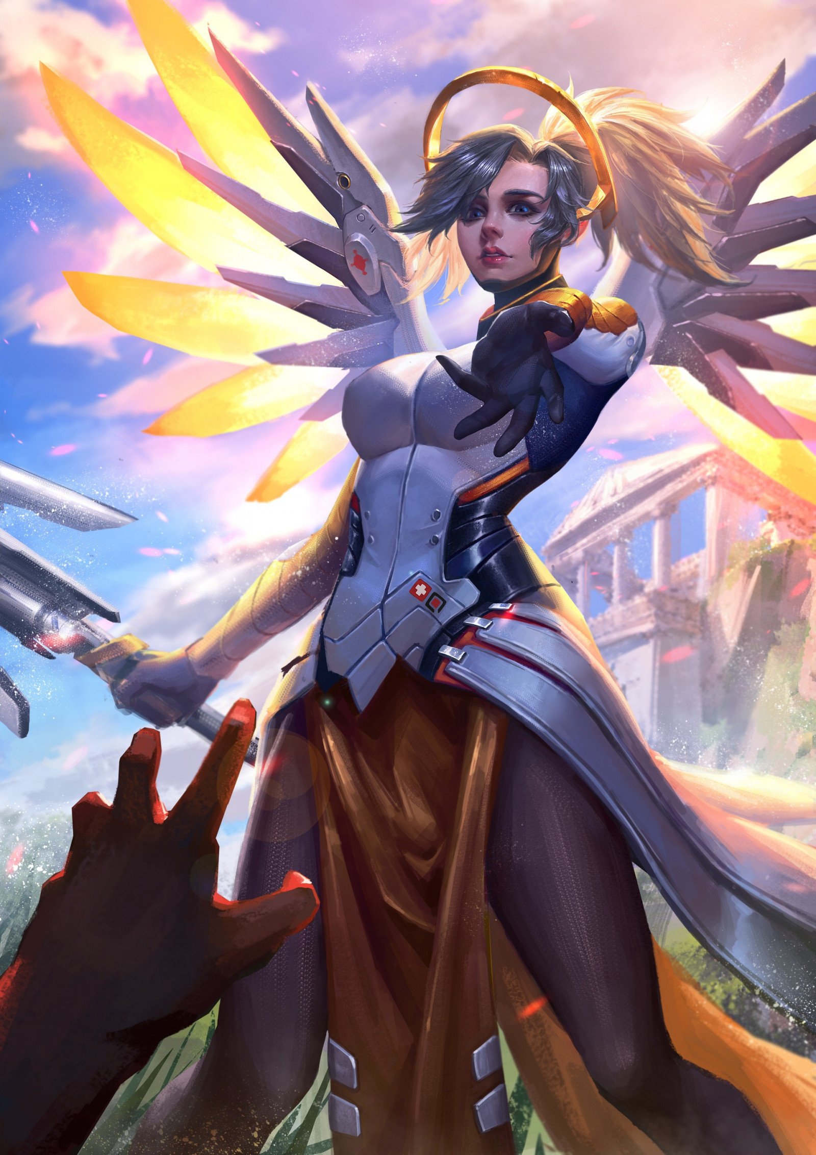 illustration, anime, Mercy Overwatch, Overwatch, mytologi, skærmbillede, fiktiv karakter, tegneserie