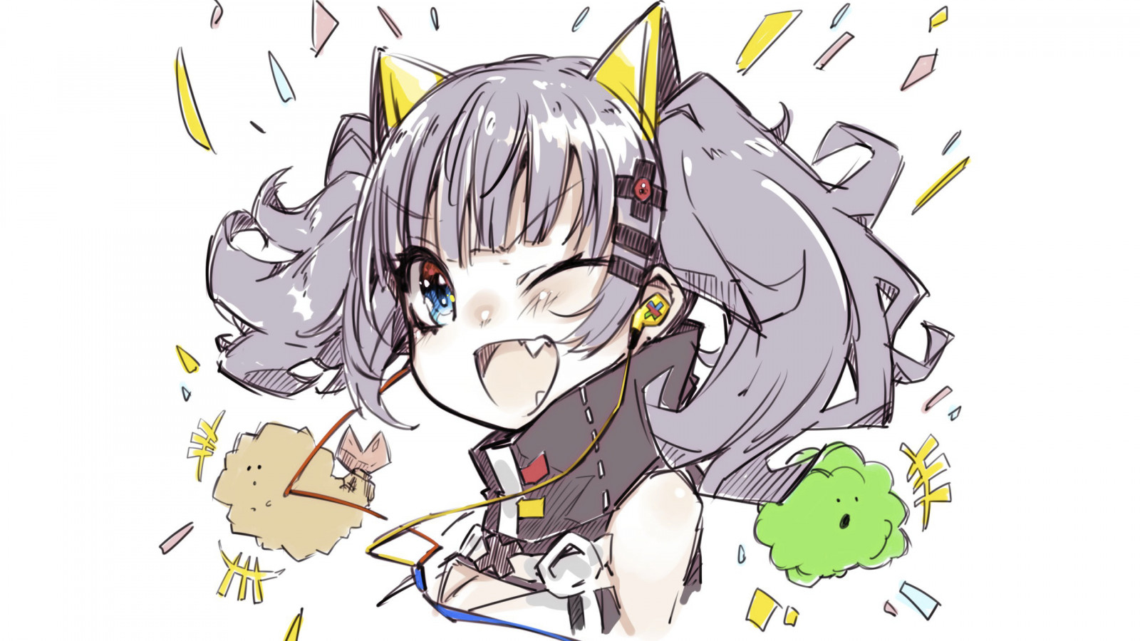 bílé pozadí, anime, anime dívky, Virtual Youtuber, Kaguya Luna