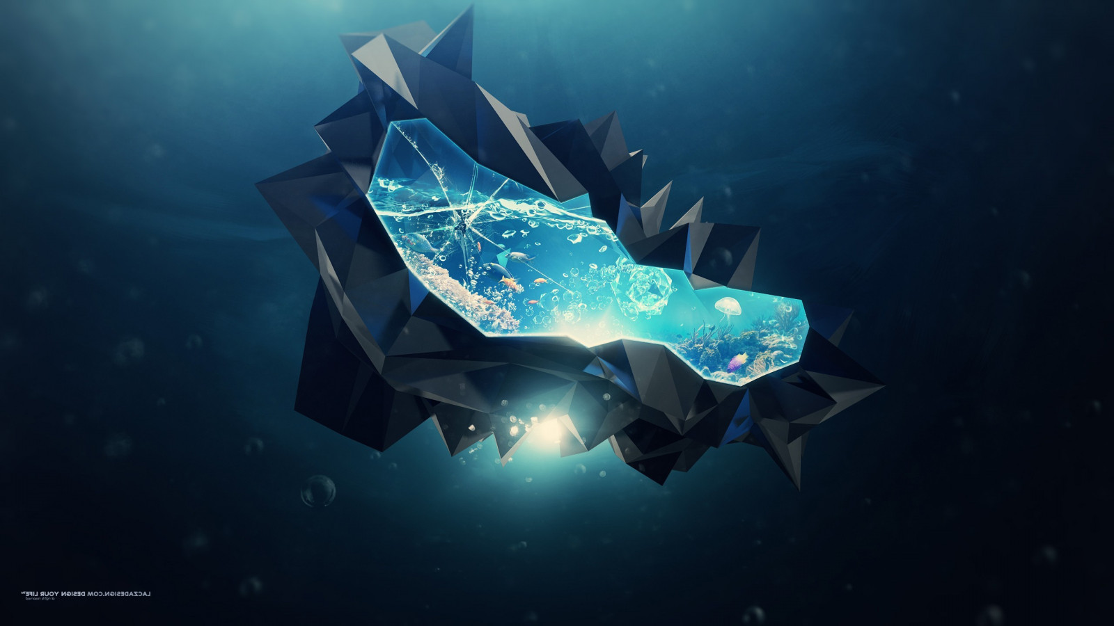 abstraktní, 3D, Ryba, Pod vodou, Stingray, Lacza, biologie, útes, Snímek obrazovky, 2560x1440 px, mořská biologie, hlubinné ryby, paryby, rejnok