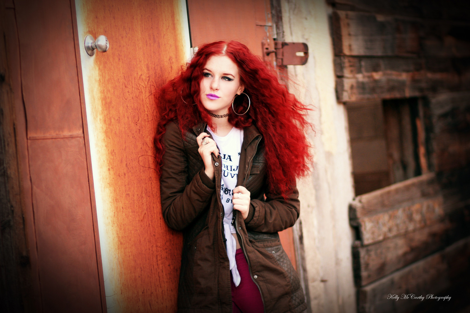 žena, opuštěný, Krásná, krása, móda, ženský, póza, venku, model, bokeh, kabát, makeup, ryšavý, kudrnatý, zrzavé vlasy, catchycolorsred, bokehwhores