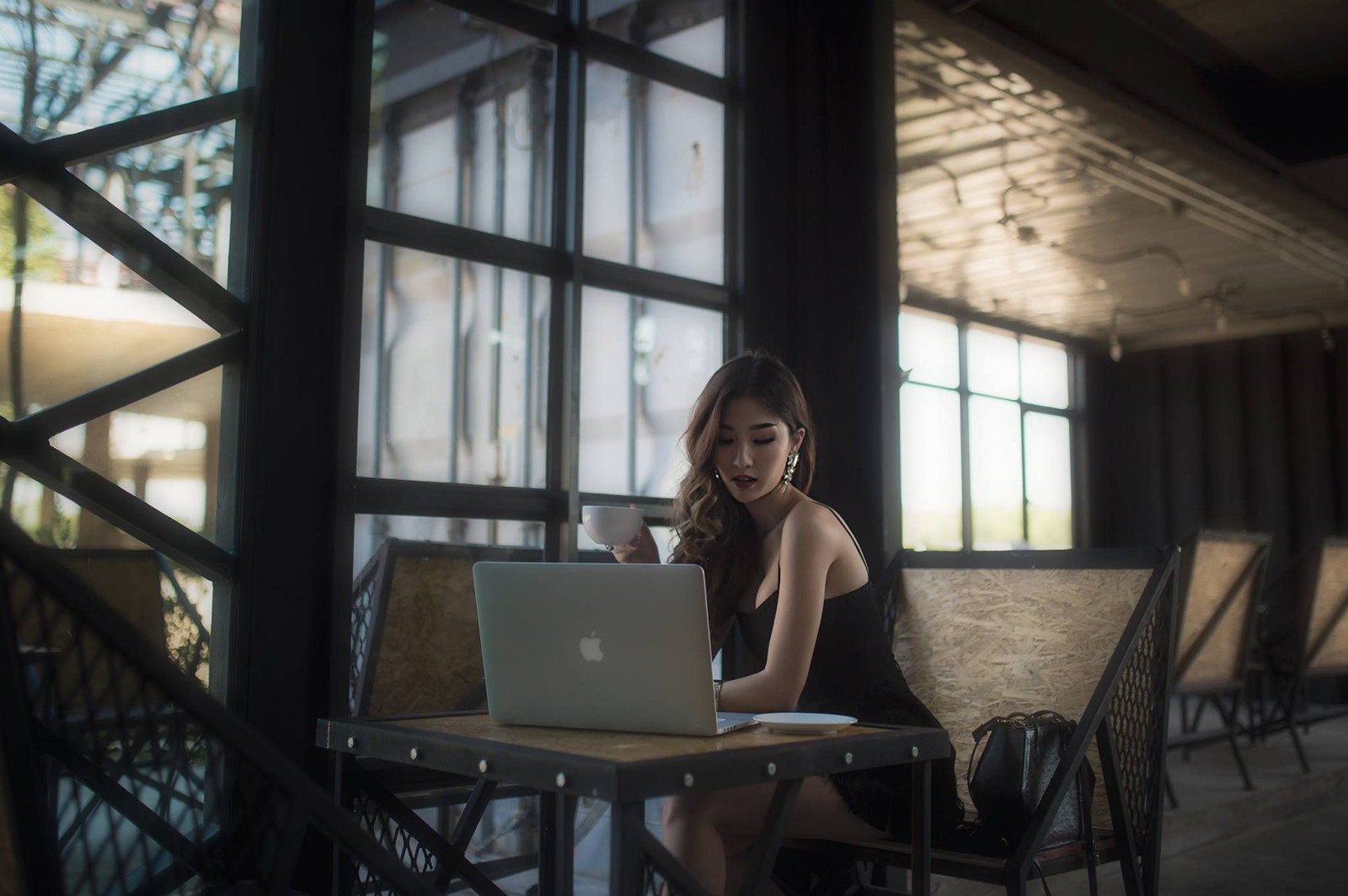 model, okno, asijský, Ohly, Atita Wittayakajohndet, mac book, fotografie