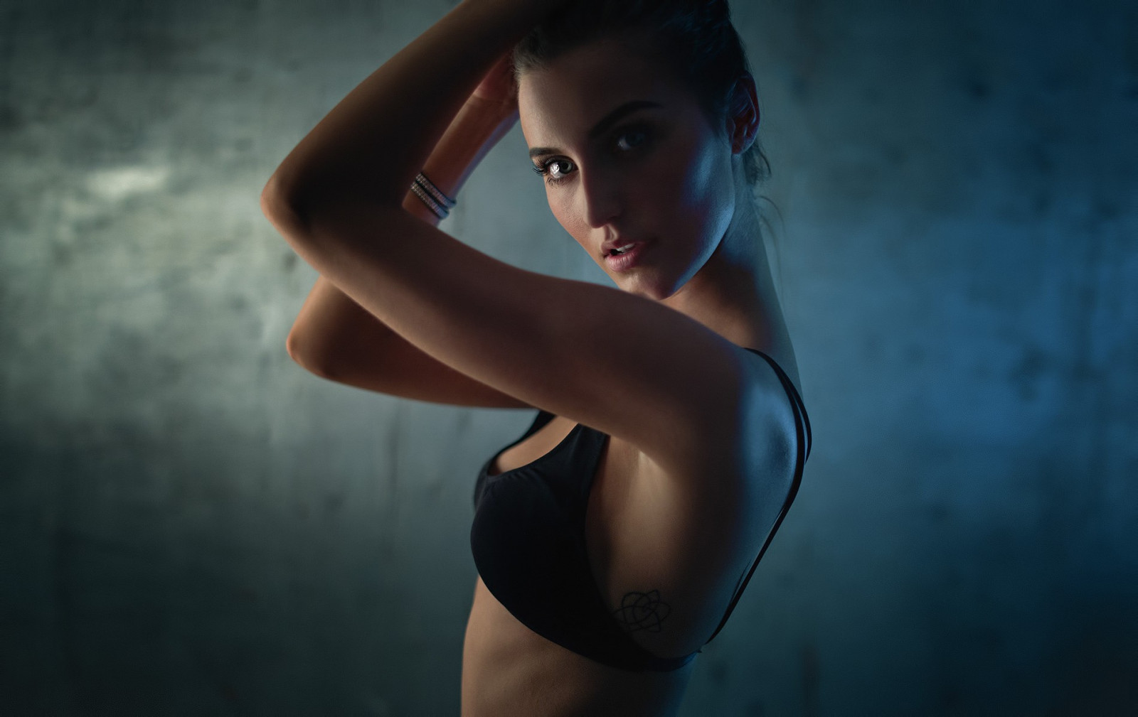 Wallpaper face, women, portrait, wall, photography, tattoo, blue