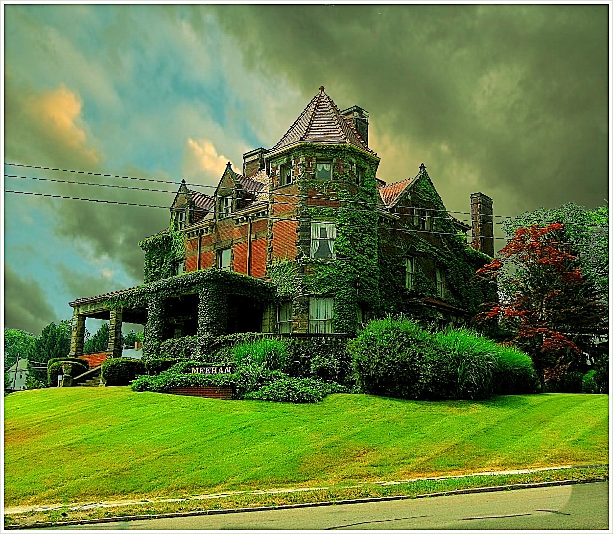 Wallpaper county, street, new, family, red, house, Brick, castle, st