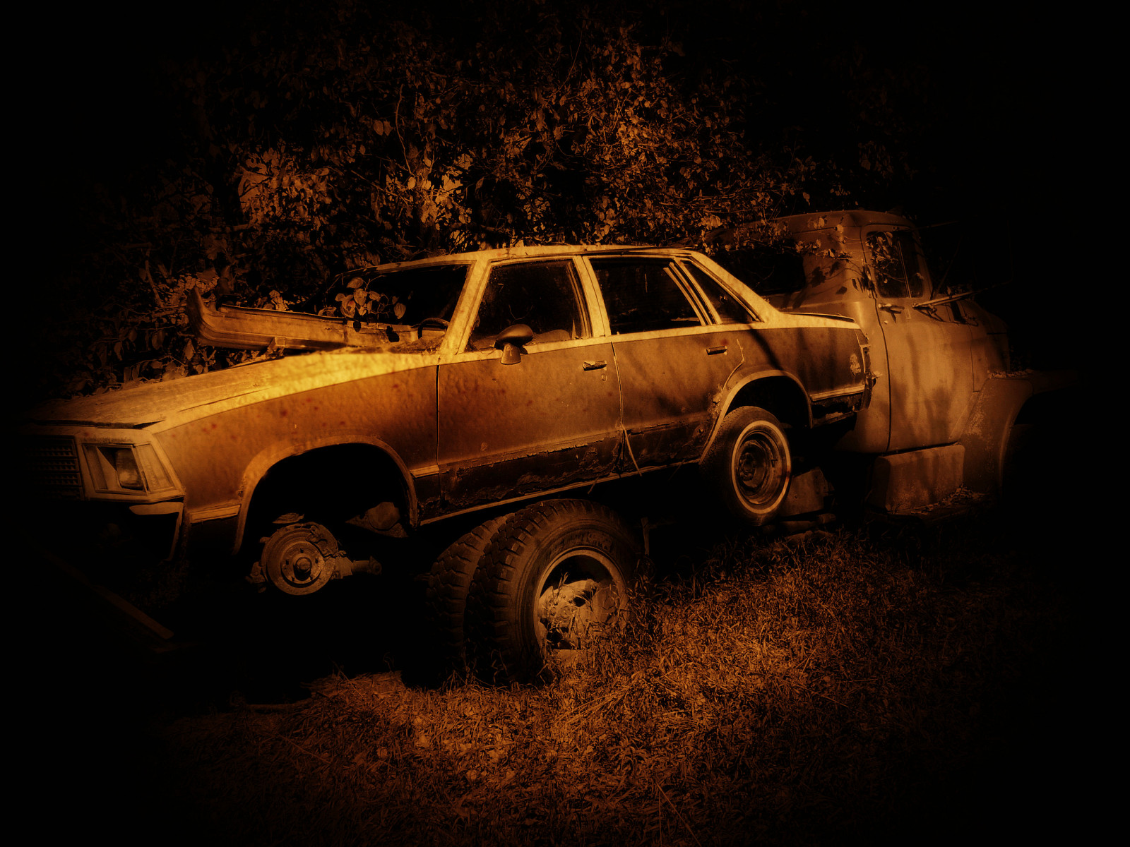 starý, noc, auto, vozidlo, rez, textura, Spojené státy americké, rozklad, nákladní auto, Minnesota, limuzína, blinkagain, tma, texturized, off road, Butterfield