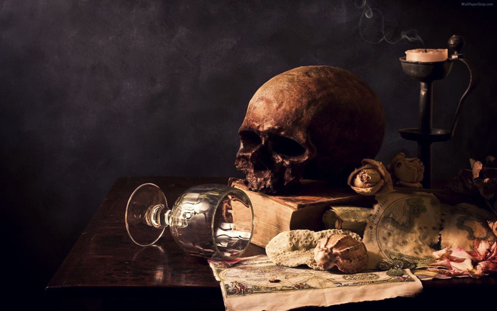schilderij, tafel, boeken, drinkglas, schedel, kaart, KUNST, verlichting, duisternis, screenshot, stilleven, stillevenfotografie