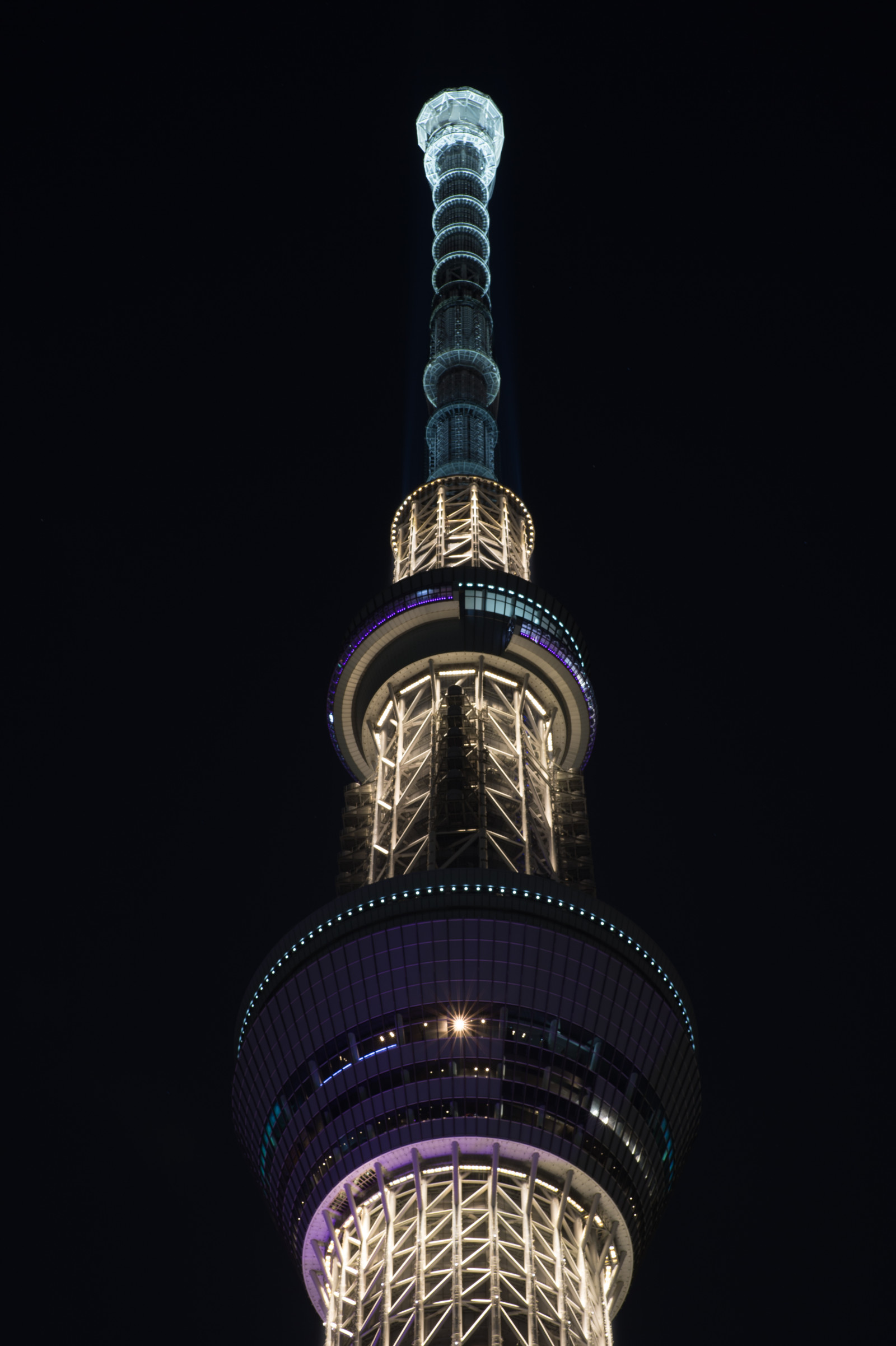 Giappone, notte, architettura, Torre, Nikon, Tokyo, Jp, Skytree, leggero, NIKKOR, illuminato, illuminazione, illuminazione, punto di riferimento, Tokyo Sky Tree, afs105mmf14eed, afsnikkor105mmf14eed, df, Miyabi, lampadina a incandescenza, lampada