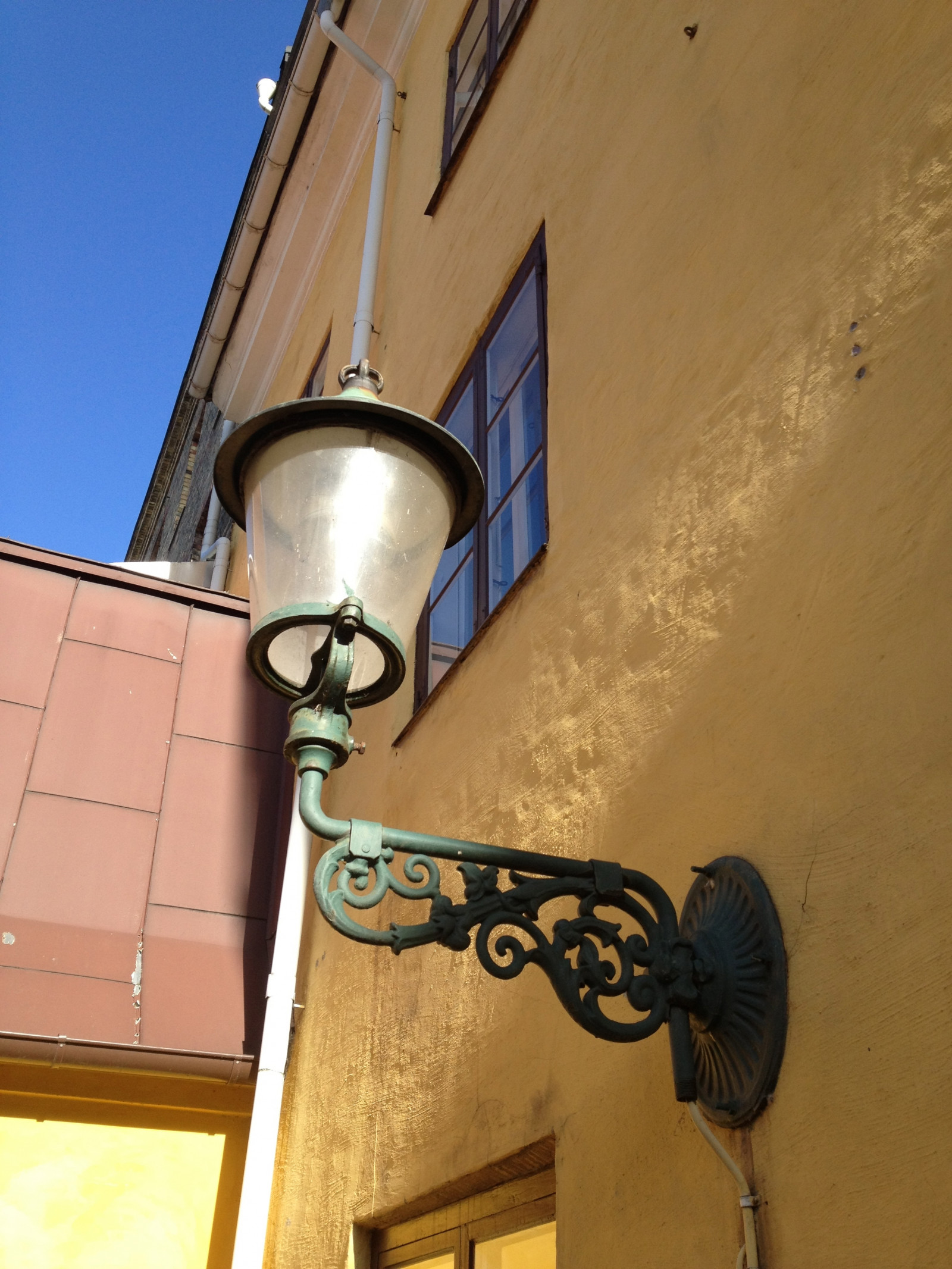 pouliční osvětlení, okno, architektura, stěna, dřevo, žlutý, modrý, Vzhled interiéru, světlo, osvětlení, Malmo, strop, svítidlo