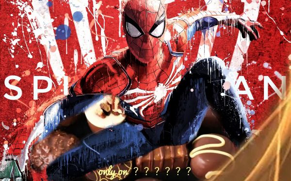 doodle,Spider Man,red,squatch,paint splash,white