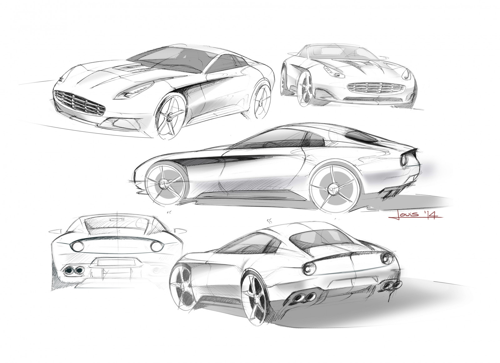 výkres, 2015, netcarshow, netcar, obrázky vozidel, photo auto, Carrozzeria Touring, Berlinetta Lusso, založené na Ferrari F12berlinetta, skica, automobilového designu, automobilový exteriér, model auta, font, výfukový systém