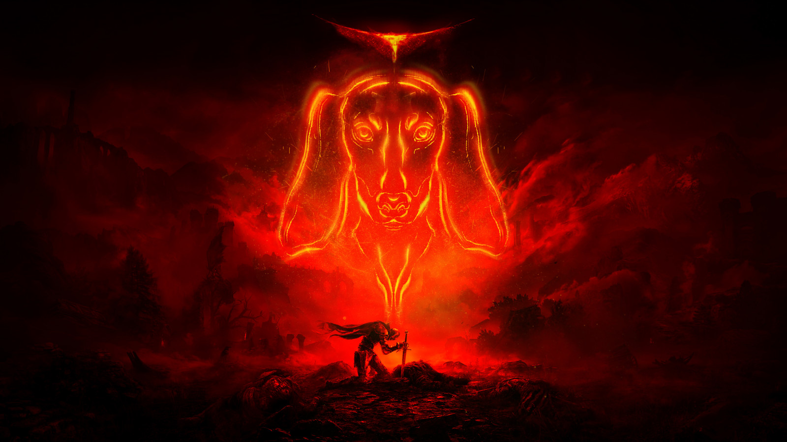Wallpaper : dachshund, Dark Souls, Elden Ring, fire 5120x2880 - sGary