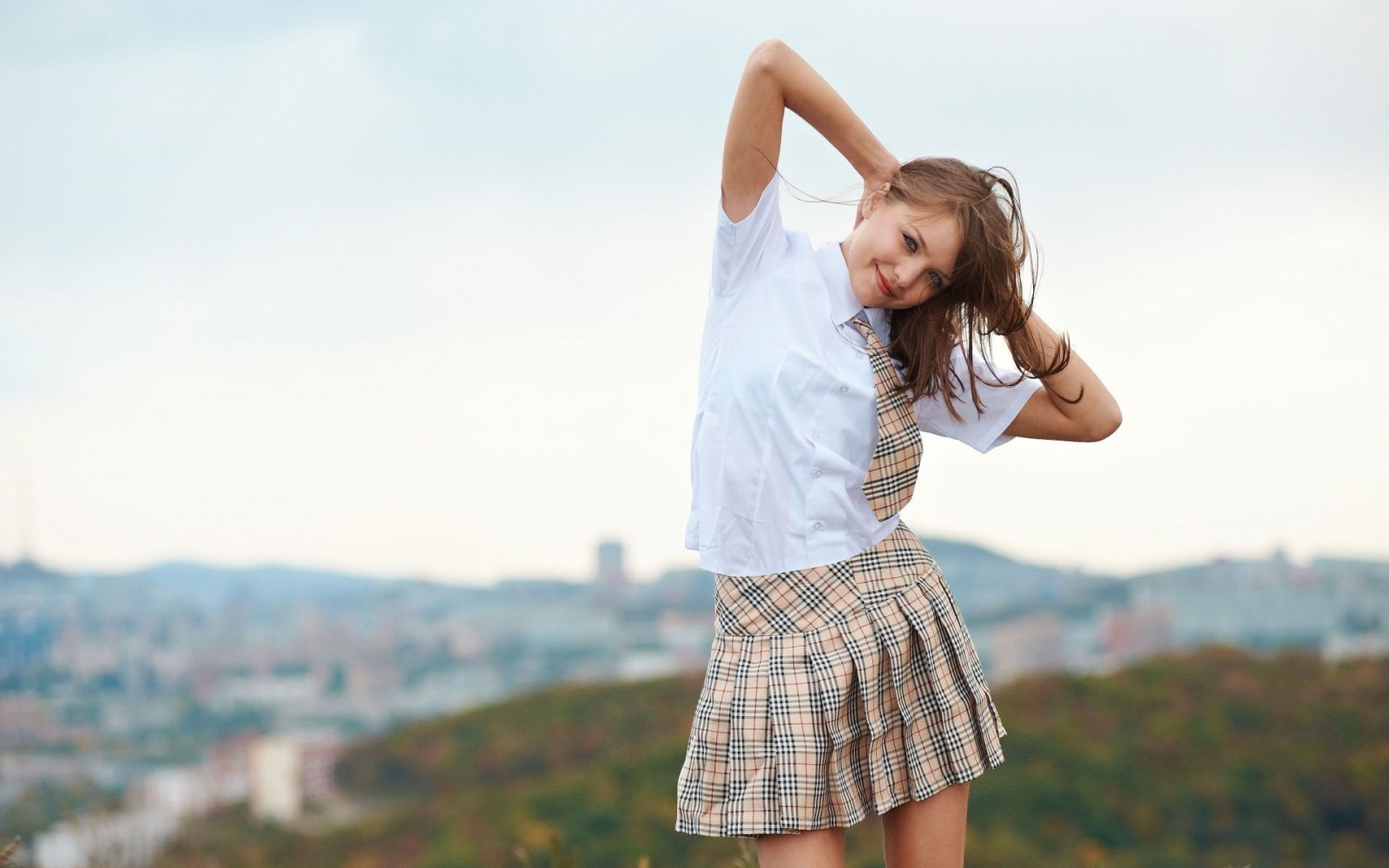 fotografování, sukně, kravata, halenky, Amelie, fotografie, 1920x1200 px, portrétní fotografie, focení