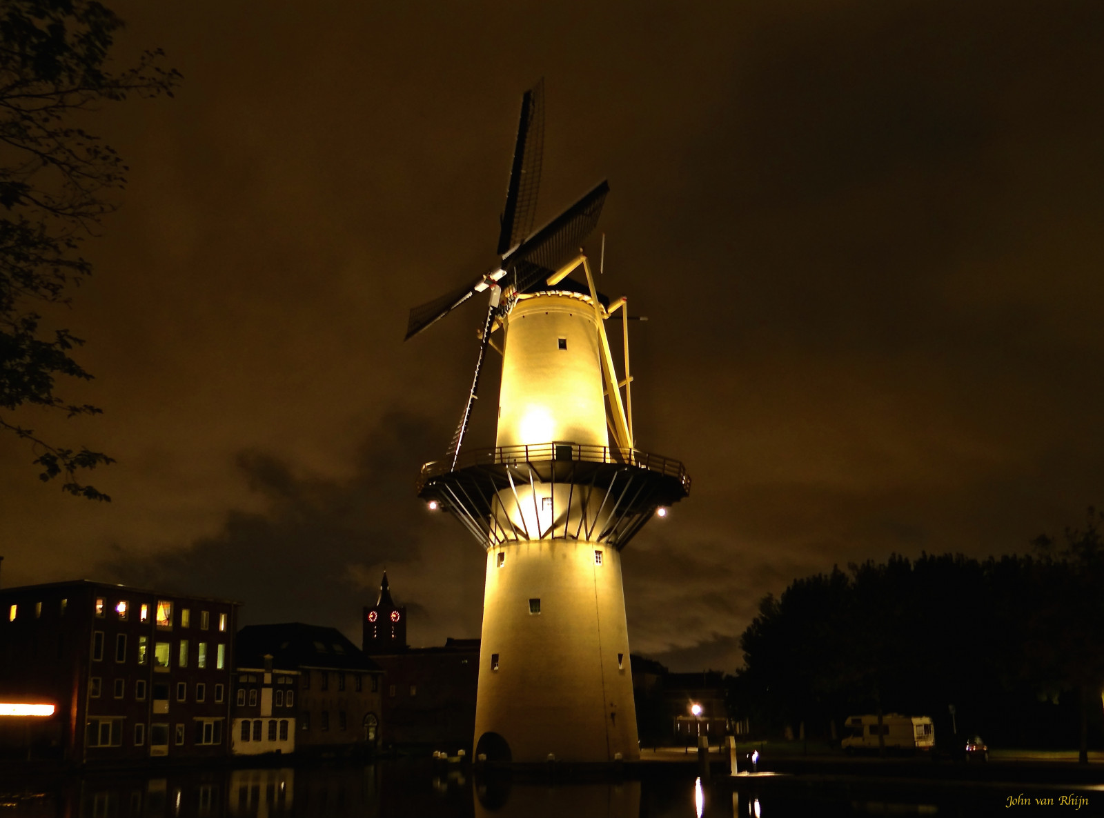 обои Мельница, Ветряная мельница, Темнота, Molen, Донкер, Schiedam