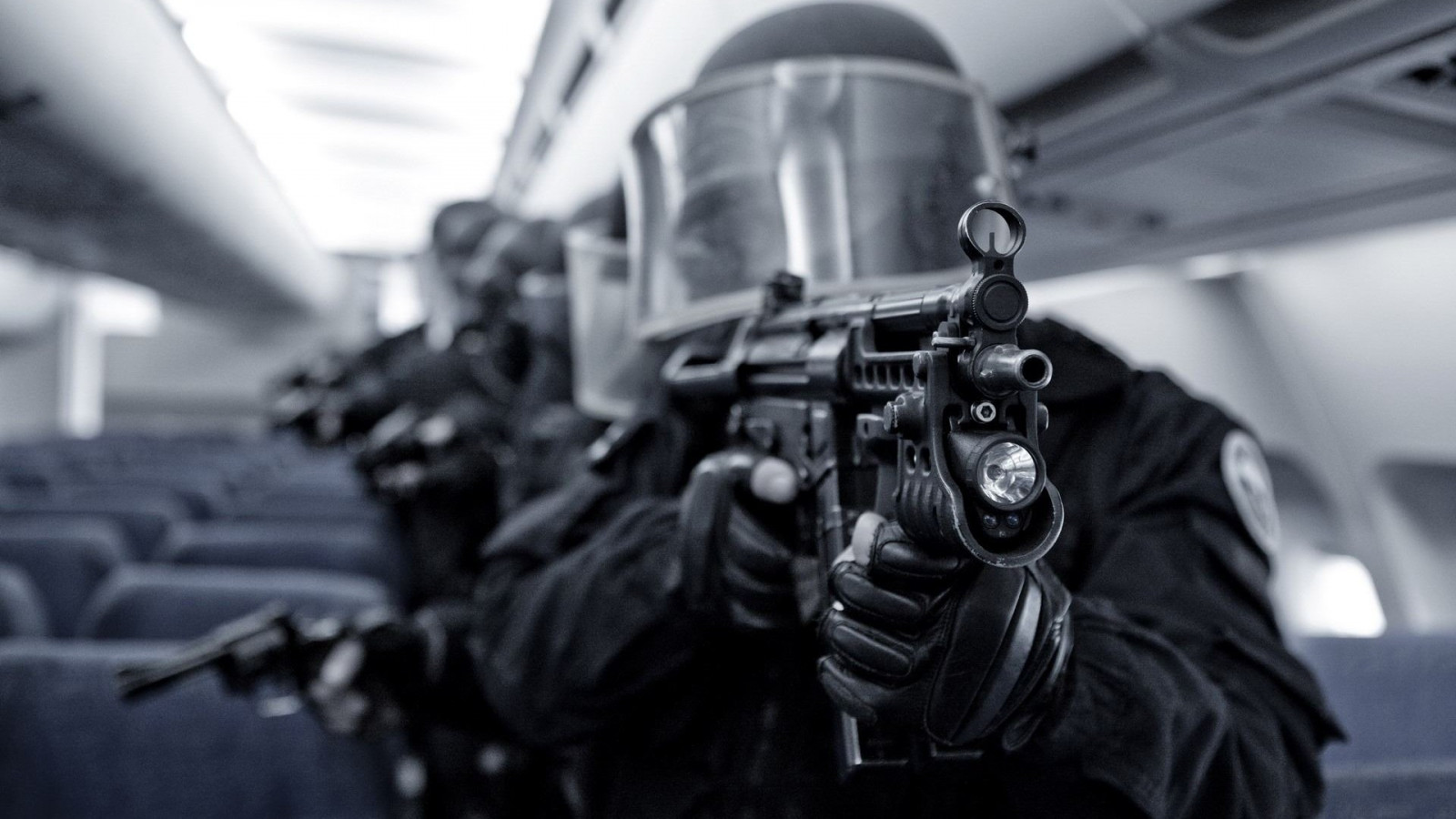 pistole, černobílý, vozidlo, voják, válečný, GIGN, HK MP5, L assaut, Snímek obrazovky