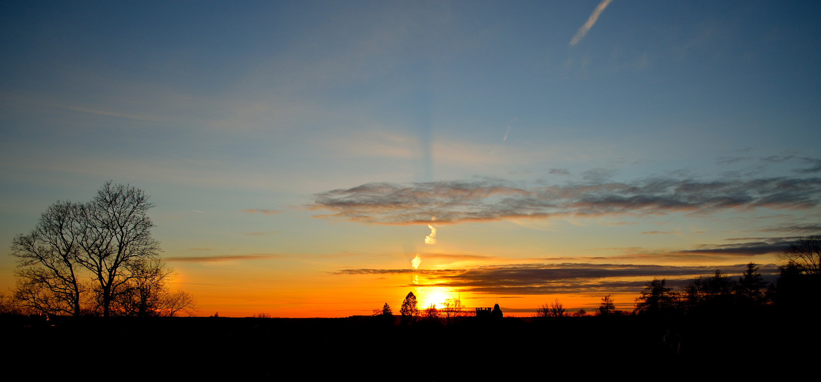 město, modrý, západ slunce, nebe, oranžový, mrak, slunce, strom, slunce, žlutý, panoráma, krajina, Nikon, Švédsko, nebe, uppsala, Sverige, treeline, tr d, Západ slunce, landskap, moln, Uppland, D5100