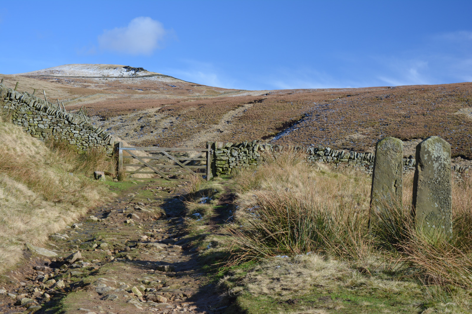 paesaggio, collina, roccia, erba, cielo, inverno, Inghilterra, rocce, Passo di montagna, natura selvaggia, sentiero, Chaparral, tundra, altopiano, steppa, cresta, albero, montagna, prateria, all'aperto, selvaggio, luce del sole, cielo blu, pista, cancello, erica, Parco Nazionale, Regno Unito, più gentile, kinderscout, derbyshire, montanaro, suolo, highpeak, geologia, area rurale, ecosistema, famiglia di erba, abbattere, shrubland, pendio, Peak District, aspro, ecoregione, brughiera, prateria, campo di fieno, thenationaltrust, pedemontano, hikerspath, muri in pietra, patchwork, scarpata, Legno, stonepost, plant community