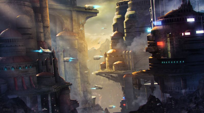 sci-fi, Byzwa Dher, noc, prostor, metropole, tma sci-fi, Byzwa Dher, noc, prostor, metropole, tma