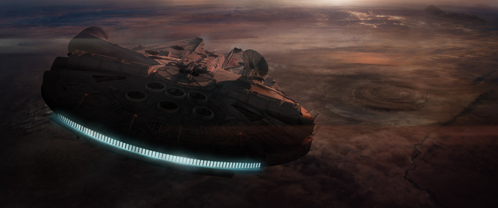 Hvězdné války, prostor, nebe, Země, atmosféra, Millennium Falcon, tma, Snímek obrazovky, 3440x1440 px, počítač tapeta, vesmír, stock photography