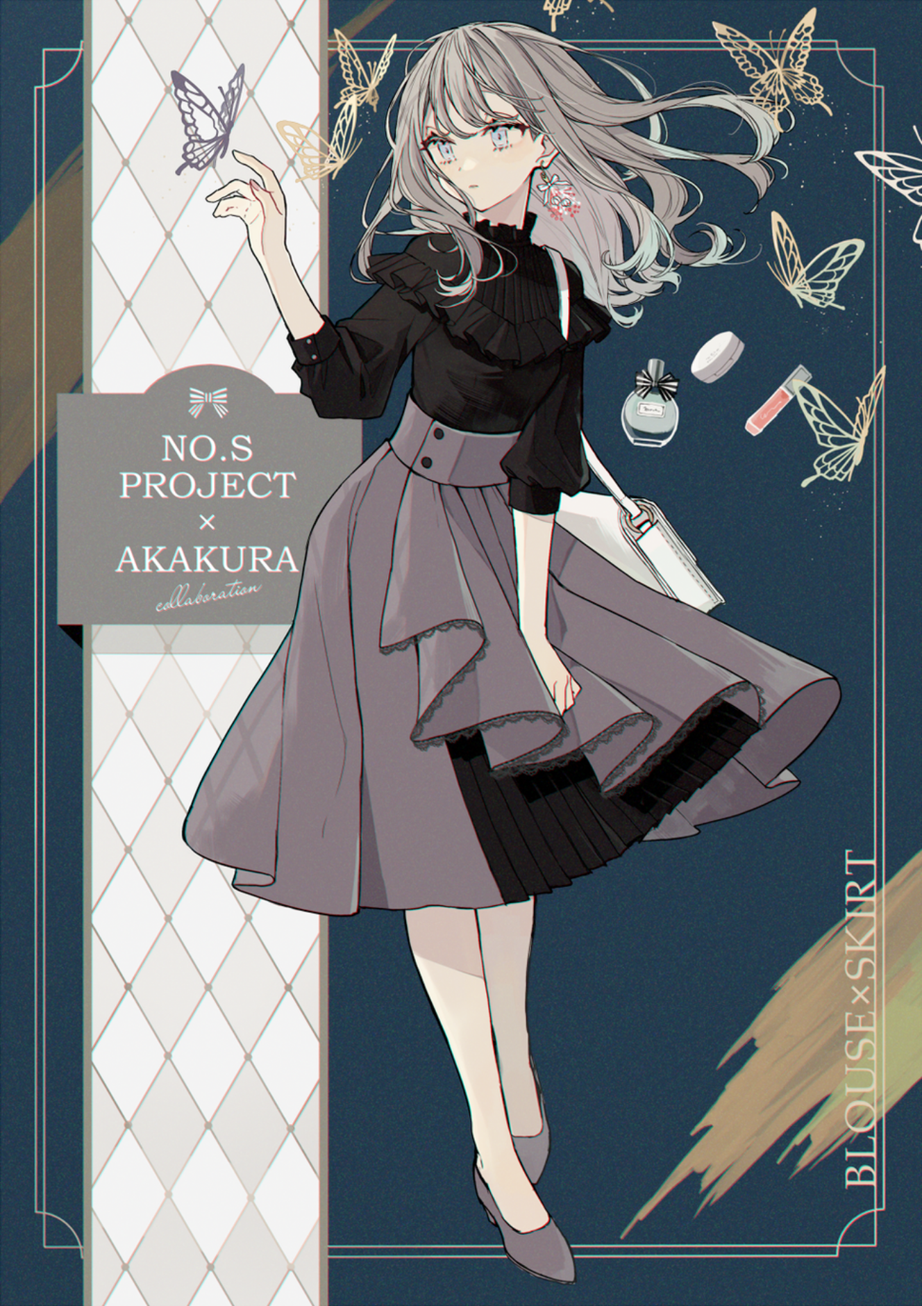 Akakura, Anime piger, sommerfugl, lang skørt, ørering