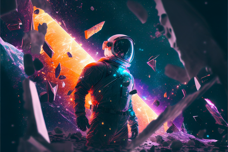 ai art,astronaut,romdrakt,rom,science fiction,abstrakt