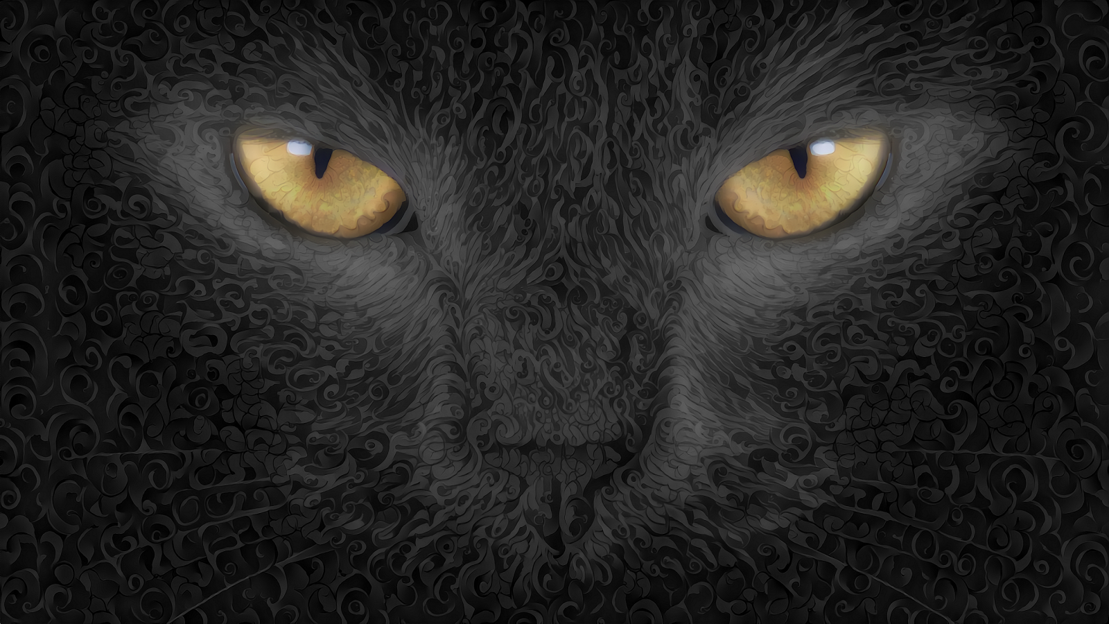ilustrare, pisică, monocrom, a închide, nas, mustati, Pisica neagra, ARTĂ, adâncime, întuneric, mamifer, 2560x1440 px, tapet de calculator, alb-negru, Fotografie alb-negru, pisică ca mamifer, mici pentru pisici mijlocii