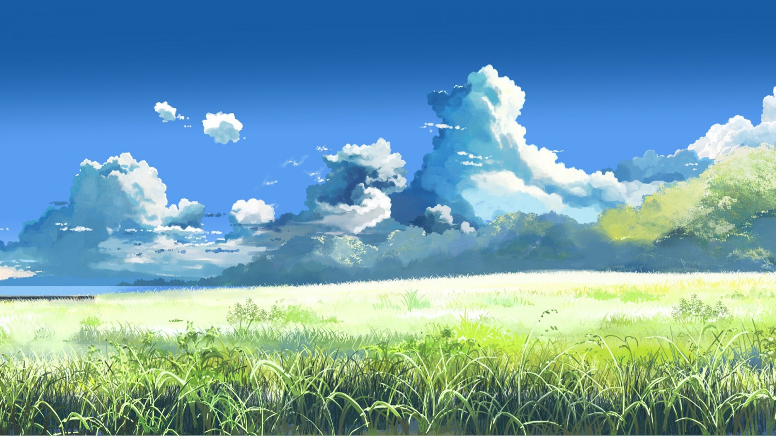 Wallpaper : sunlight, landscape, colorful, anime, sky, field, artwork