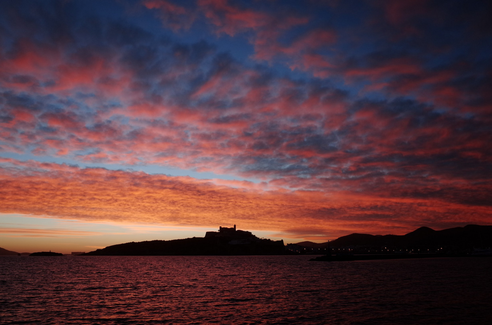 solnedgang, hav, himmel, Sky, dag, overskyet, Ibiza