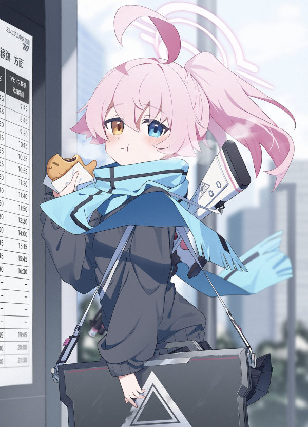 portrait display,anime girls,blue archive,Takanashi Hoshino Blue Archive,pink hair,heterochromia