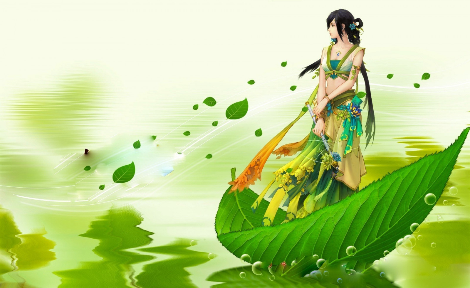 1920x1178 px, ศิลปะจินตนาการ, สาวแฟนตาซี, ใบไม้