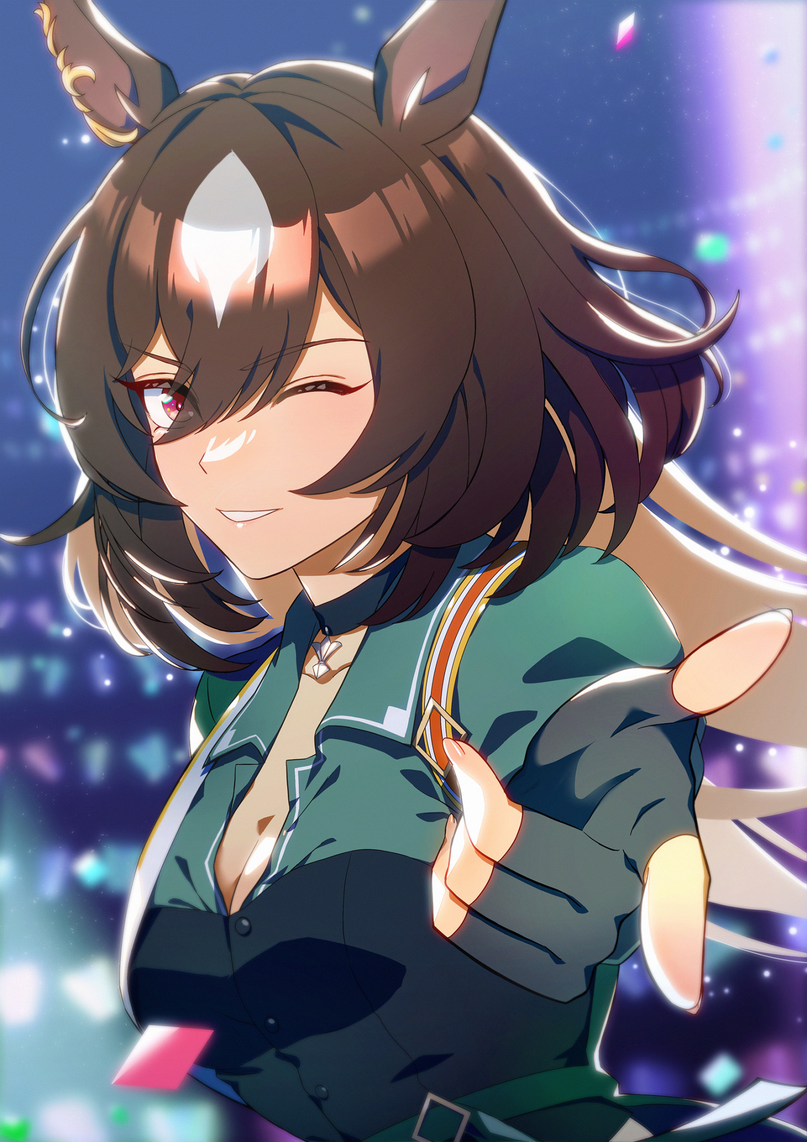 Sirius Symboli Uma Musume, pelo largo, morena, Uma Musume Pretty Derby, horse girls, Orejas de animales, Anime, Chicas anime, Obra de arte, arte digital, arte de fan