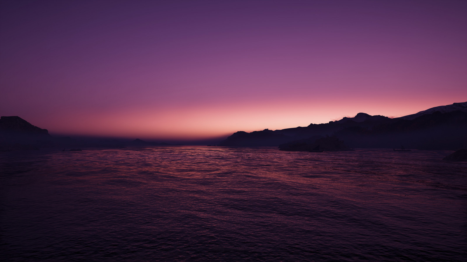 Assassins Creed Odyssey, Snímek obrazovky, Video Game Landscape, západ slunce