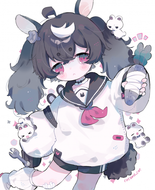 cotono, loli, sailor uniform, Double tail, bow tie, rabbits