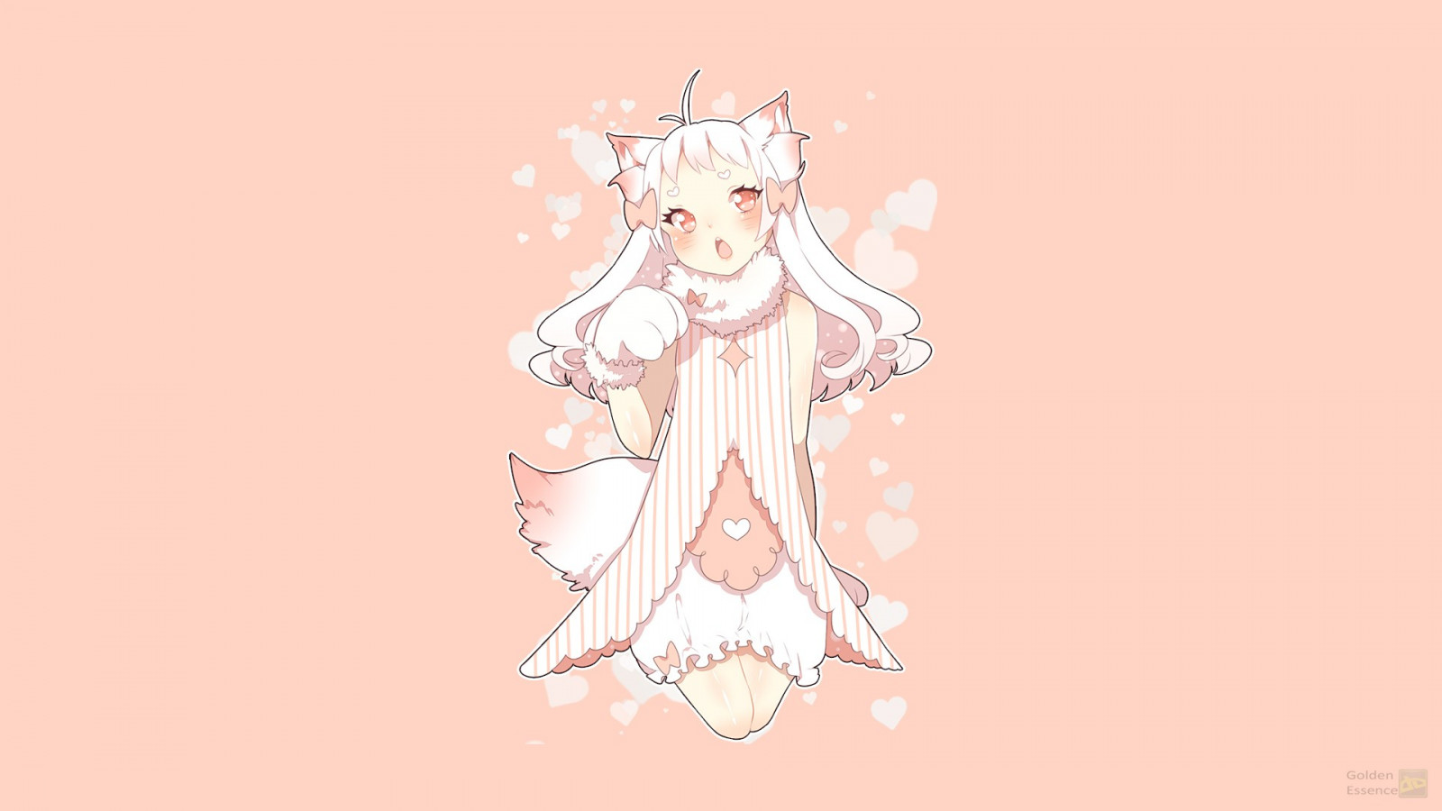 výkres, ilustrace, anime, fox dívka, kreslená pohádka, Původní znaky, růžový, skica, fiktivní postava