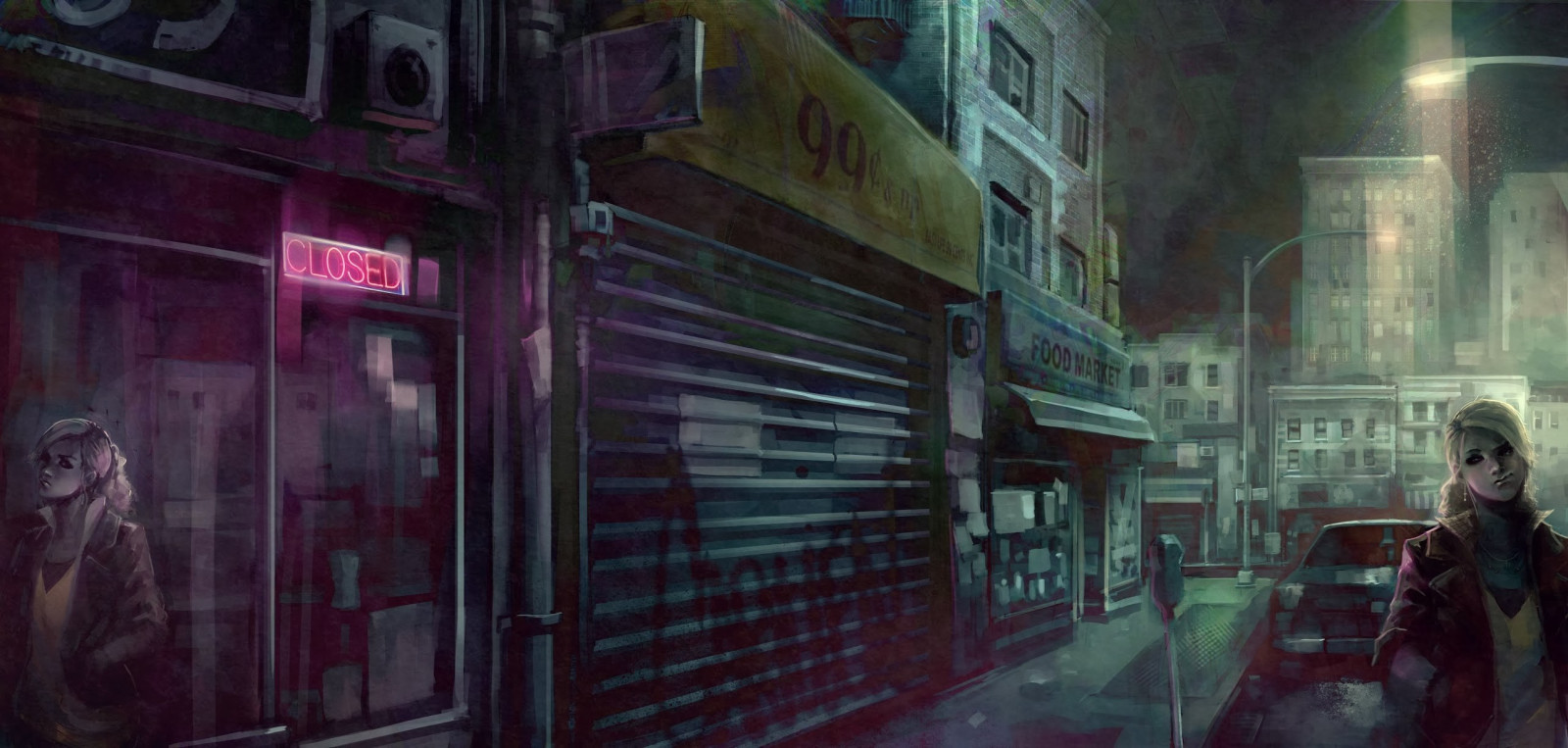 ženy, ulice, noc, městský, umělecká díla, tma, Snímek obrazovky, pc hry, beletrie