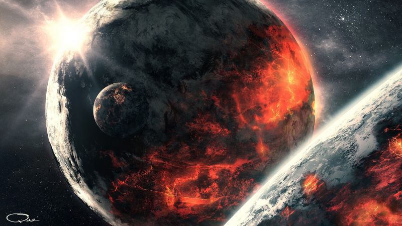 digitální umění, planeta, prostor, Země, atmosféra, vesmír digitální umění, planeta, prostor, Země, atmosféra, vesmír