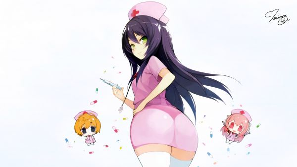 illustration,anime,cartoon,anime girls,ass,chibi