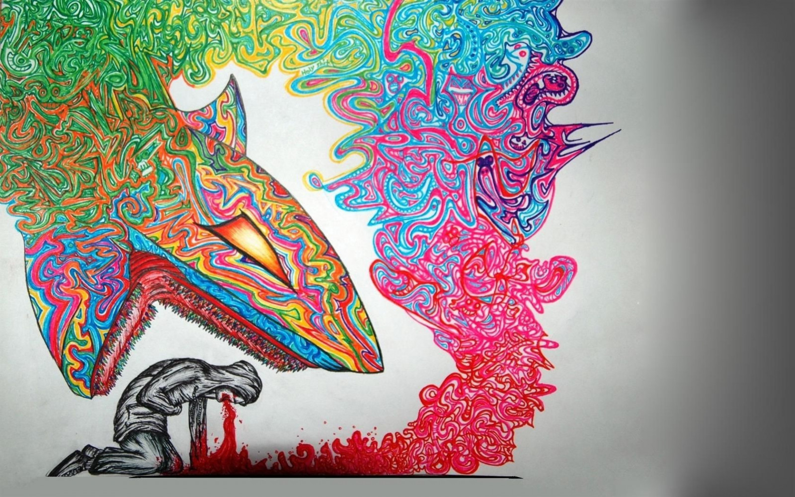 disegno, illustrazione, squalo, disegno grafico, modello, ARTE, design, schizzo, 1680x1050 px, arte Moderna, organo, l'arte psichedelica