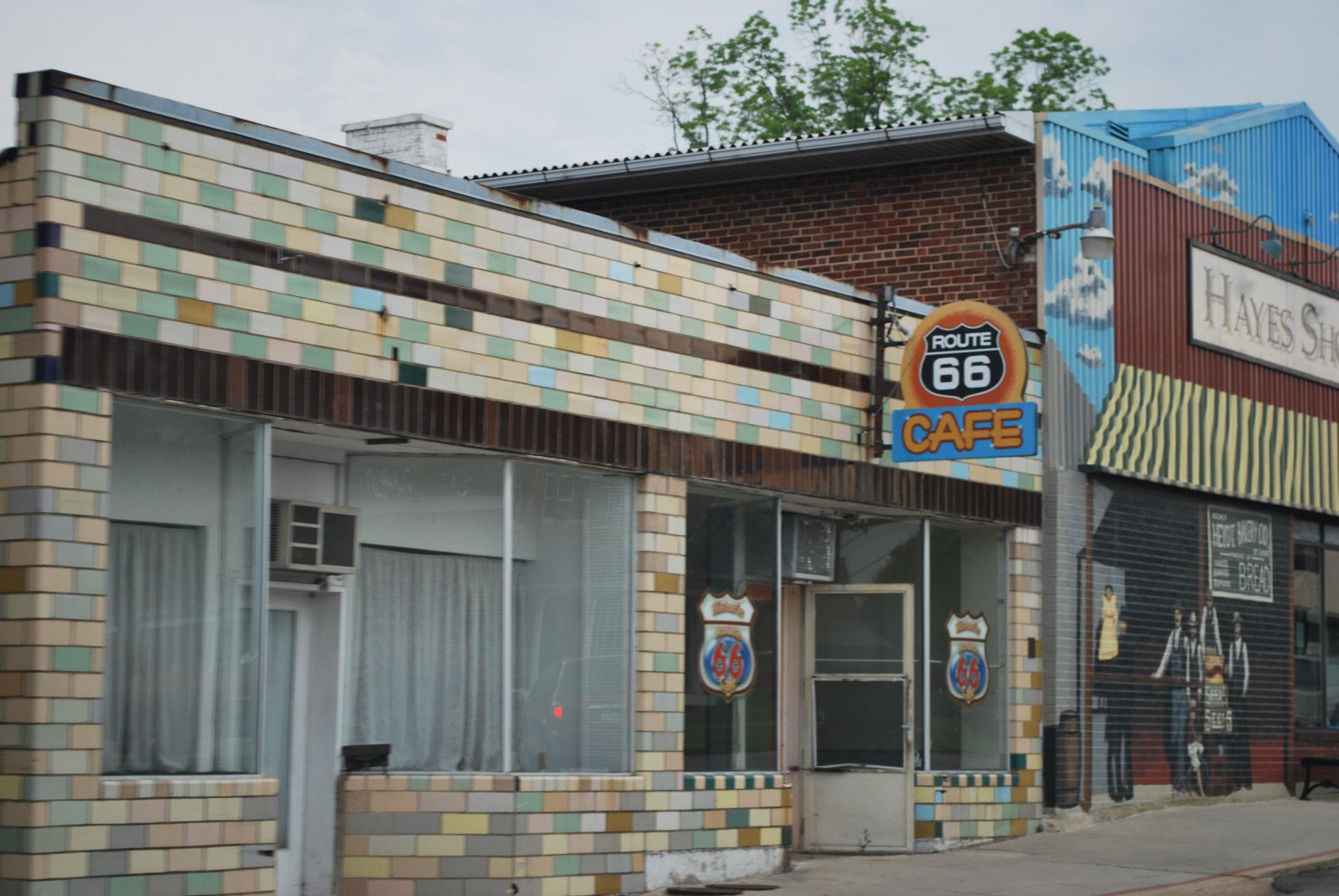 Wallpaper interior design, route, cafe, 66, facade, window covering