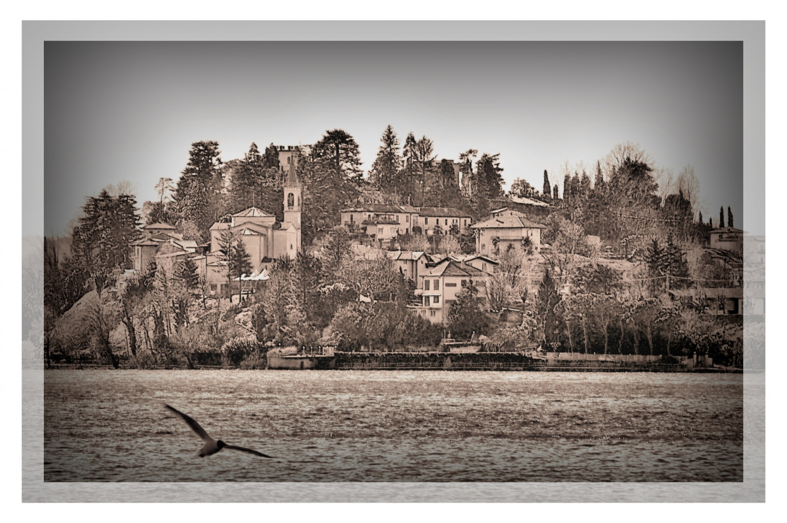 panorama, Lago, Italia, veduta, Paesaggio, cartolina, seppia, lagodivarese, lefotodiannae