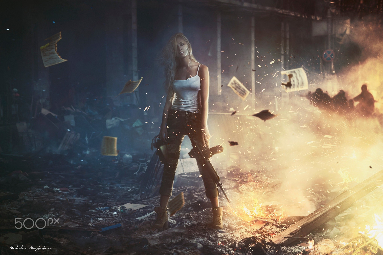 donne, 500px, modello, strada, Mehdi Mostefa, guerra, battaglia, mitologia, oscurità, immagine dello schermo, sfondo del computer, effetti speciali, copertina