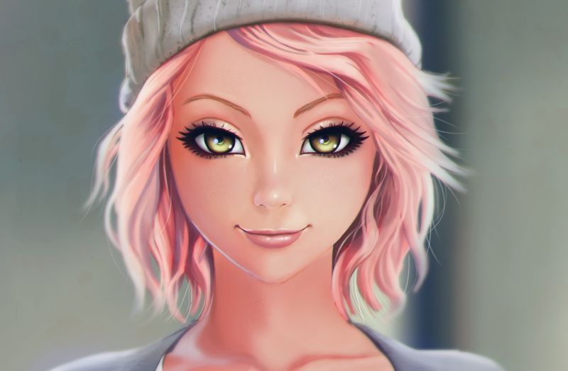 ženy, blondýnka, anime, umělecká díla, tvář, zelené oči ženy, blondýnka, anime, umělecká díla, tvář, zelené oči