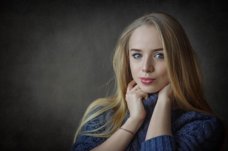 bionda, ritratto, donne, modello, viso, maglione