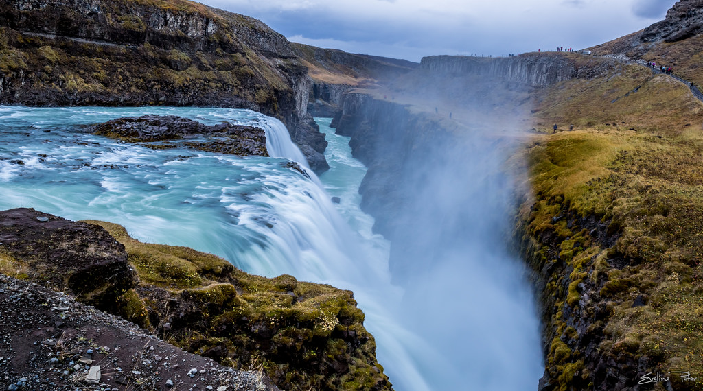 landskab, vandfald, hav, vand, klippe, natur, himmel, skyer, kyst, klint, flod, ø, Nationalpark, ødemark, Island, 2016, Terræn, bjerg, bølge, himmel, Hurtig, wasser, wolken, Wasserfall, krop af vand, vand funktion, Gulfoss, epe3x